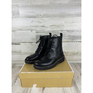 MICHAEL Michael Kors Black Leather Lace-Up Ankle Boots